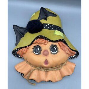 Vintage Ceramic Wall Hanging Scarecrow Halloween Fall Decor Hand Painted